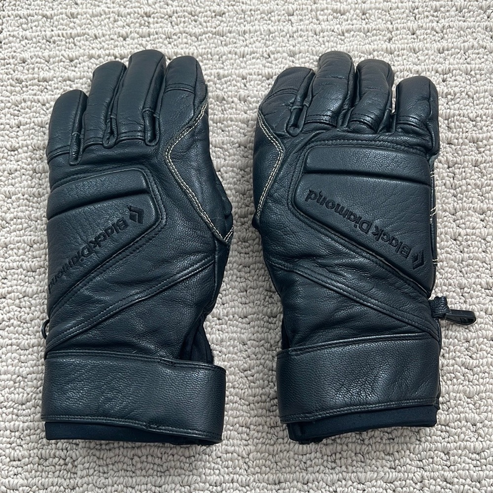 Black Diamond Leather Ski Gloves, Size M